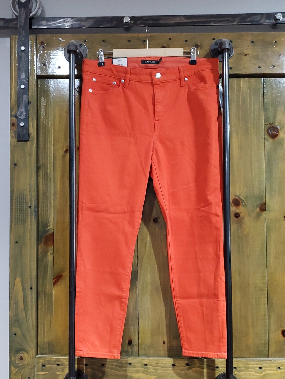 Lauren Ralph Lauren Women's Premier Skinny Ankle Jeans in Orange Stretch Autumn